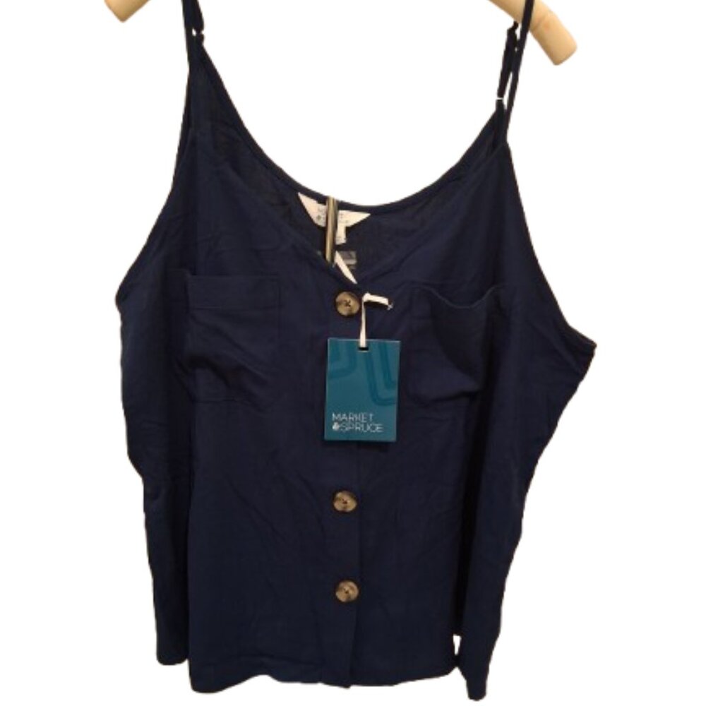 Market & Spruce Navy Button Front Cami Tank NWT Women’s XXL